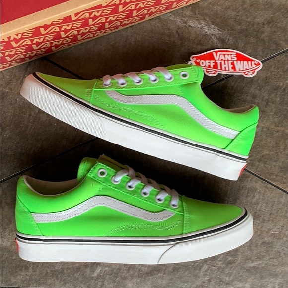 ••VANS OLD SKOOL NEON GREEN GECKO/TRUE WHITE men’s - Picture 6 of 16